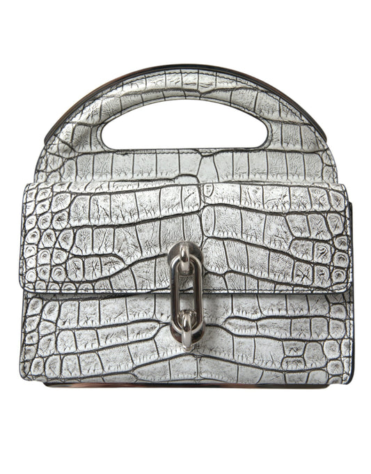 Balenciaga Minitasche aus Alligatorleder in Metallic-Silber