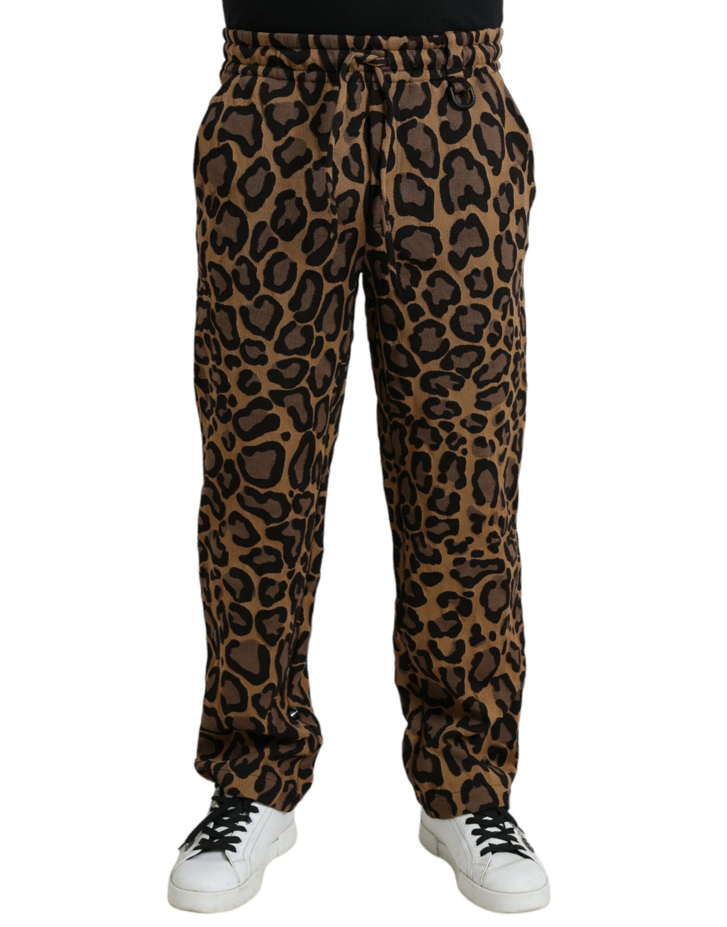 Dolce & Gabbana Brown Leopard Print Polyester Jogger Pants