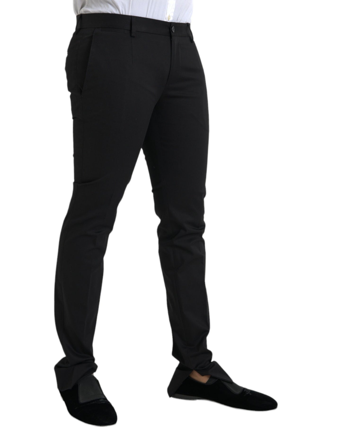 Dolce & Gabbana Black Cotton Stretch Skinny Dress Pants