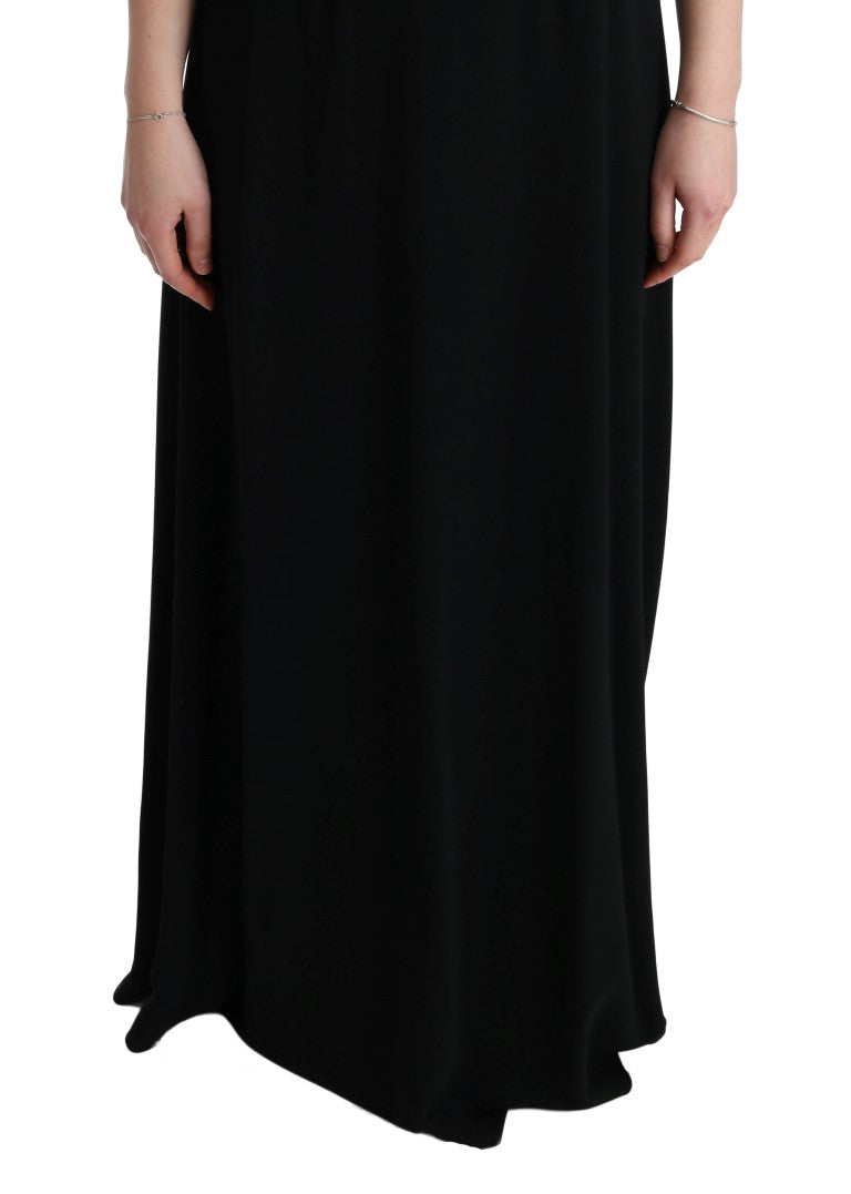 Dolce &amp; Gabbana Elegantes schwarzes Maxikleid mit Blumenmuster