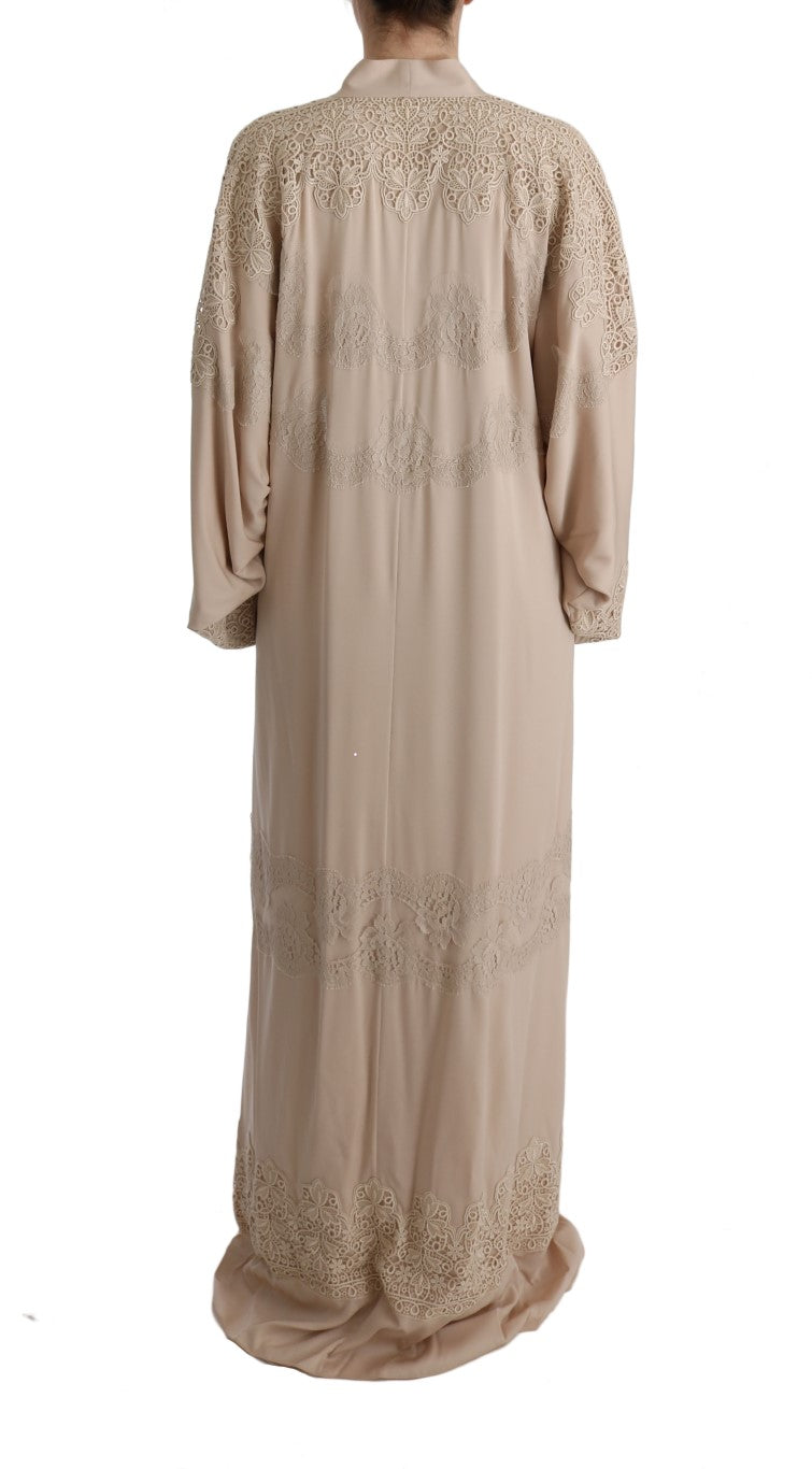 Dolce &amp; Gabbana Elegantes beiges Cape-Kaftan-Kleid