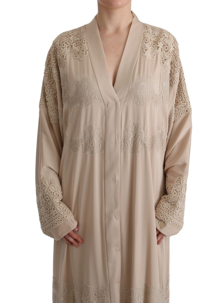 Dolce &amp; Gabbana Elegantes beiges Cape-Kaftan-Kleid