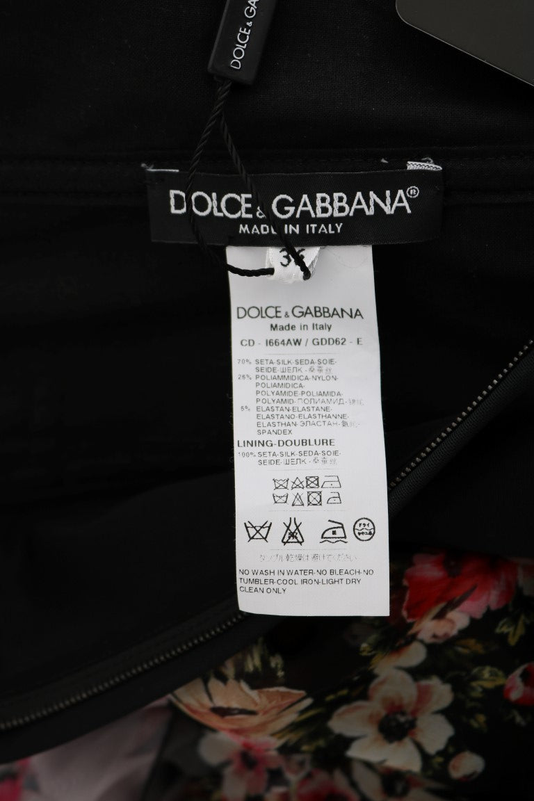 Dolce &amp; Gabbana – Elegantes Etuikleid mit Blumenmuster aus mehrfarbiger Seidenmischung