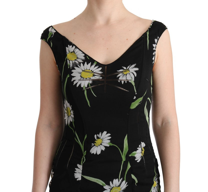 Dolce &amp; Gabbana – Etuikleid in voller Länge mit Sonnenblumen-Print