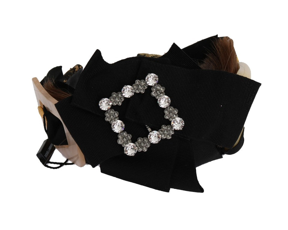 Dolce &amp; Gabbana Clear Crystal Brown Hair Headband