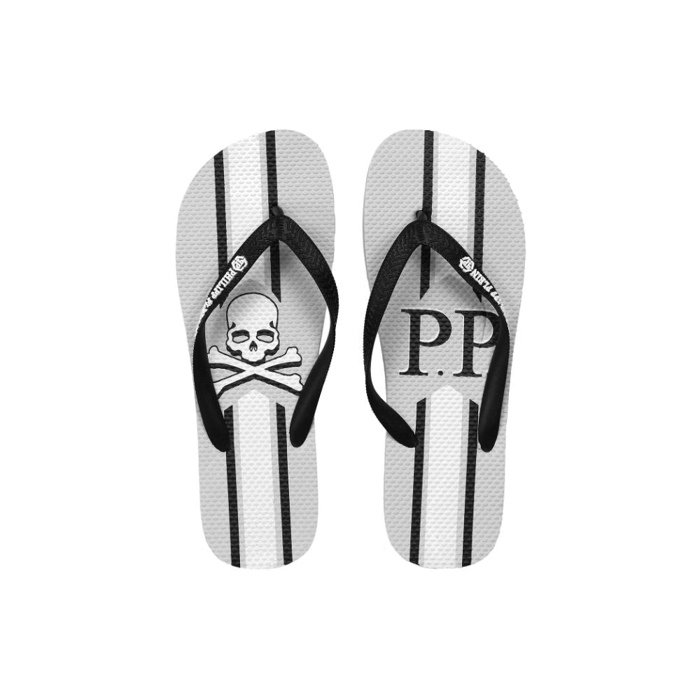 Philipp Plein Schicke graue Flip-Flops mit Logo-Print