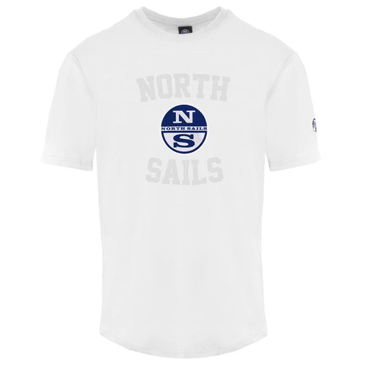 North Sails Elevated Lässiges weißes Baumwoll-T-Shirt mit Rundhalsausschnitt