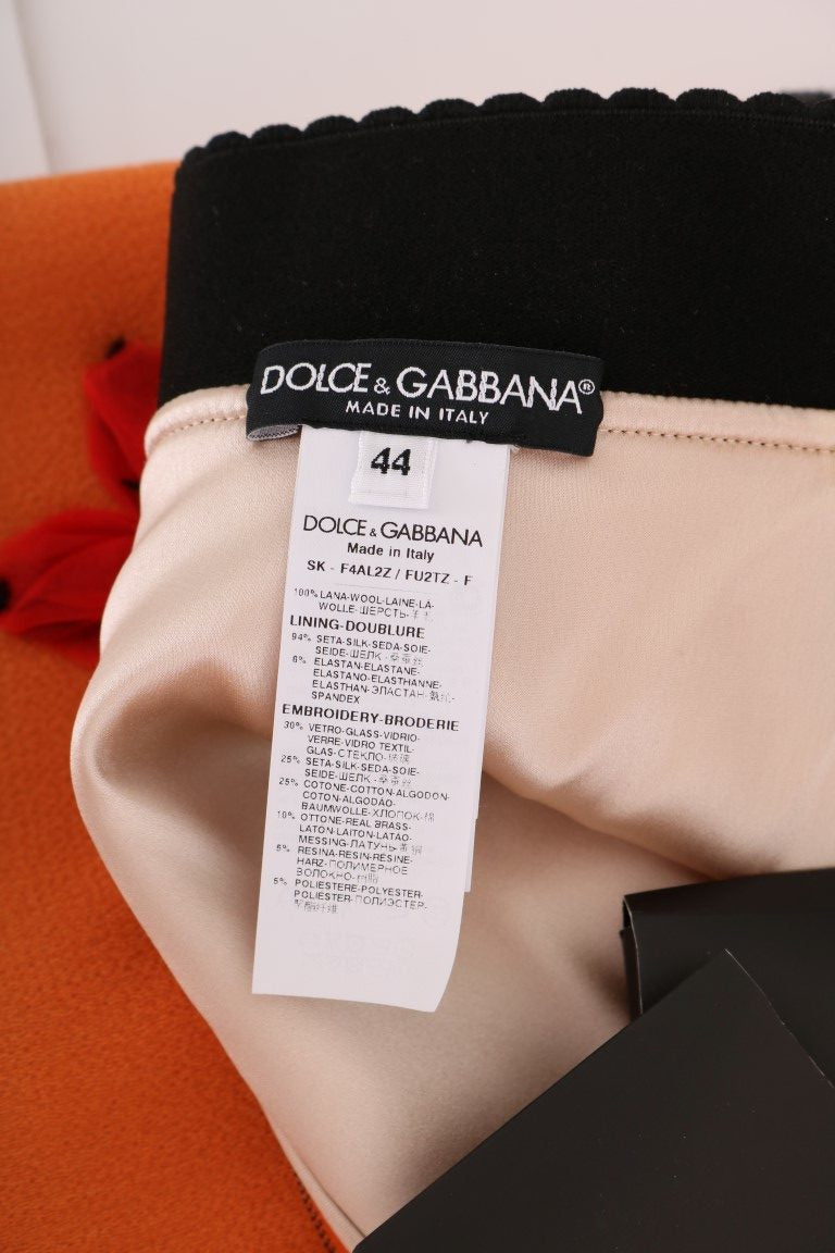 Dolce &amp; Gabbana verzierter Wollrock in leuchtendem Orange