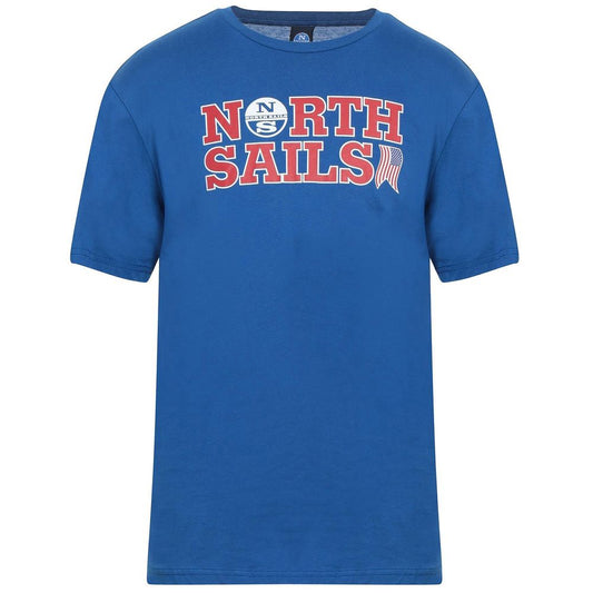 Ozeanblaues Baumwoll-T-Shirt von North Sails mit charakteristischem Brustlogo