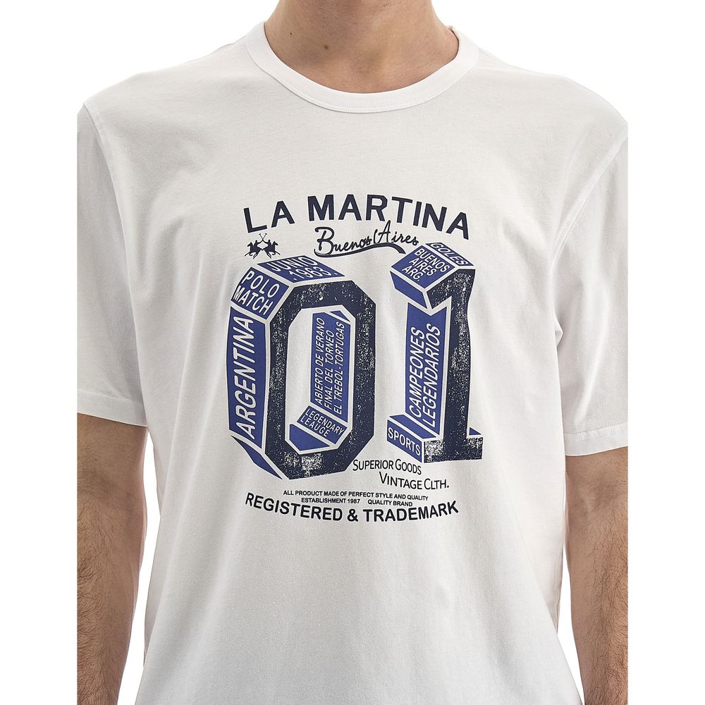 La Martina Equestrian Chic weißes Baumwoll-T-Shirt