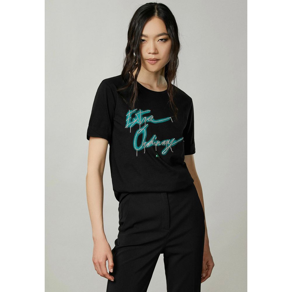 Patrizia Pepe Black Cotton Tops &amp; T-Shirts