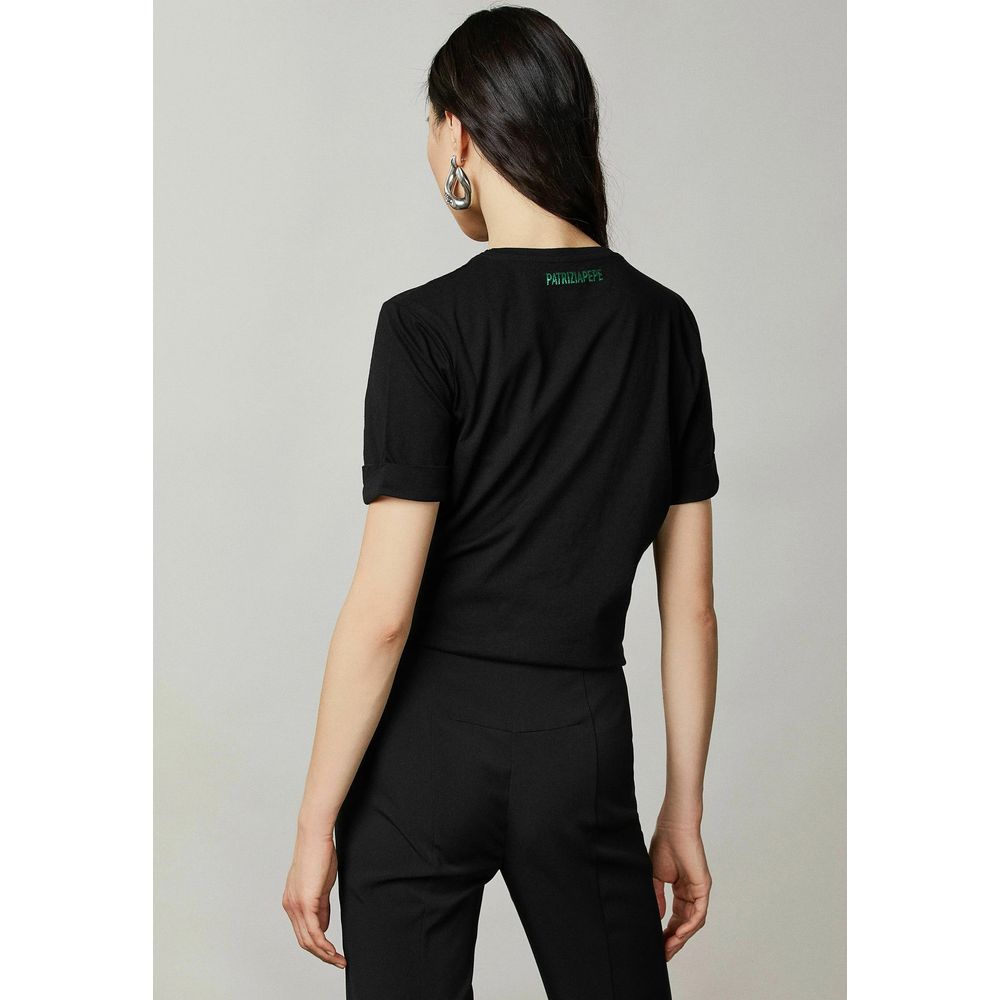 Patrizia Pepe Black Cotton Tops &amp; T-Shirts