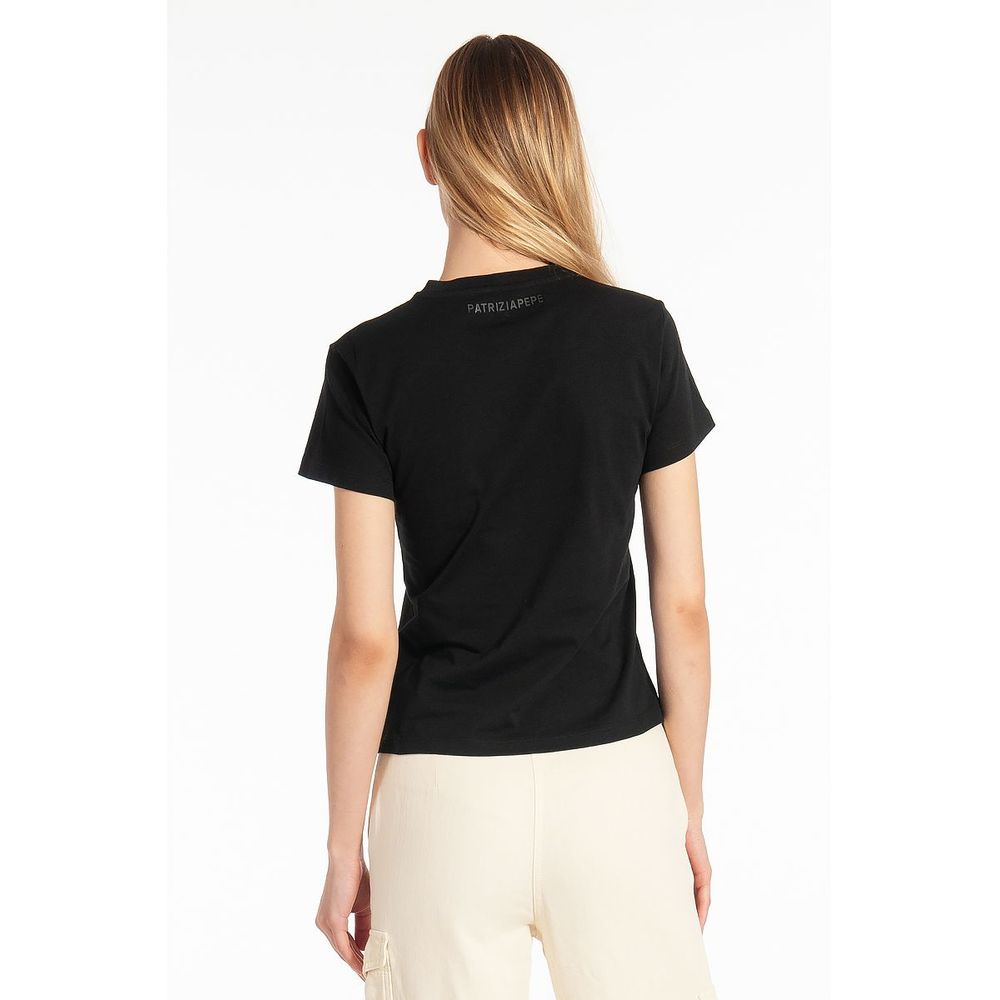 Patrizia Pepe Black Cotton Tops &amp; T-Shirts