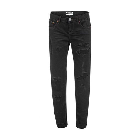 One Teaspoon – Schicke, schwarze Distressed-Jeans mit Flicken