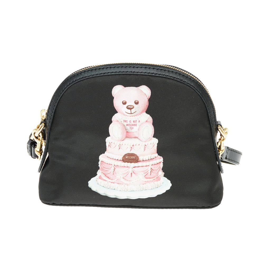 Moschino Couture Schicke Clutch mit Teddybär-Print und Kalbslederriemen