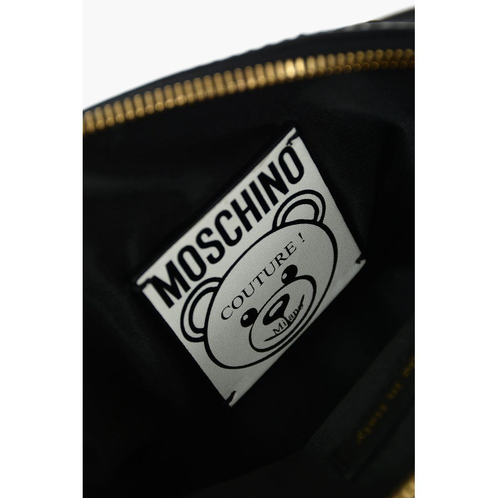 Moschino Couture Schicke Clutch mit Teddybär-Print und Kalbslederriemen