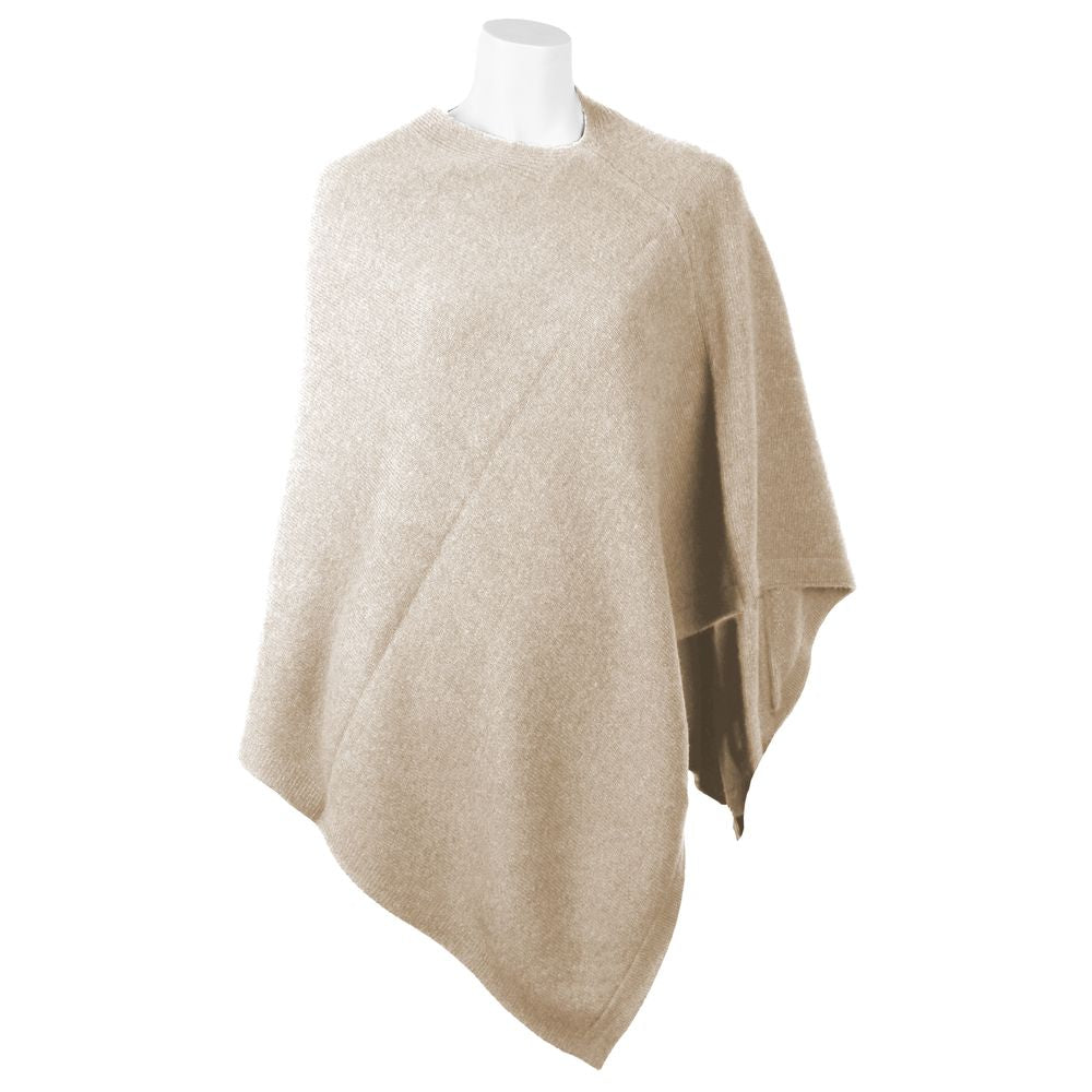 Emilio Romanelli Schicker Kaschmir-Poncho mit V-Ausschnitt in Beige