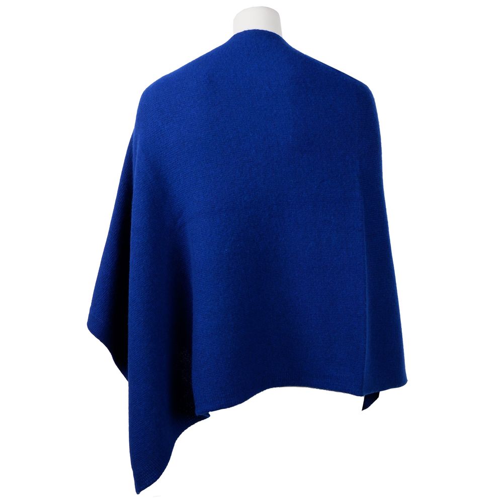 Emilio Romanelli Eleganter Kaschmir-Poncho mit V-Ausschnitt in Blau