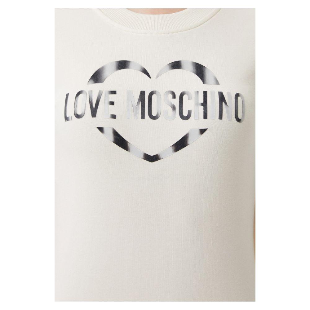 Love Moschino Chic weißes Kleid aus Baumwollmischung mit Logo-Akzent