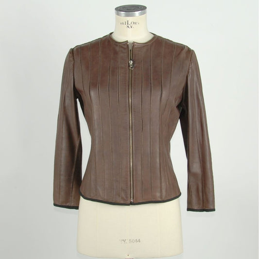 Emilio Romanelli Brown Genuine Leather Jackets &amp; Coat