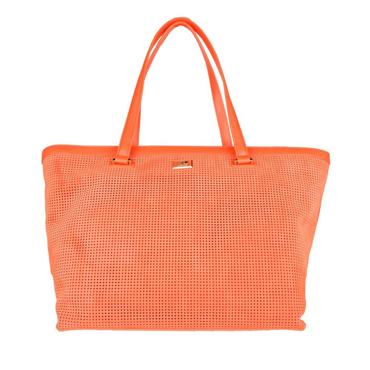 Cavalli Class Orange Leather By Calfskin Handbag