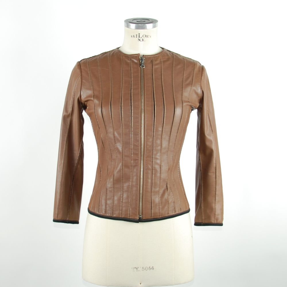 Emilio Romanelli Brown Genuine Leather Jackets &amp; Coat