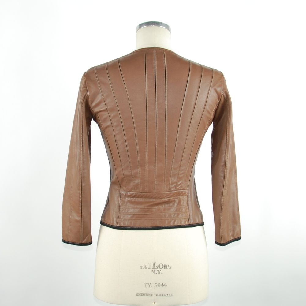 Emilio Romanelli Brown Genuine Leather Jackets &amp; Coat