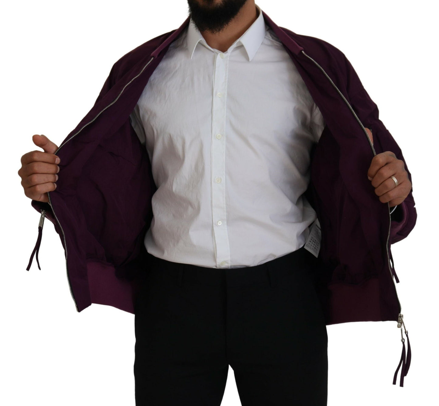 Dsquared² Purple Polyester Full Zipper Bomber Jacket