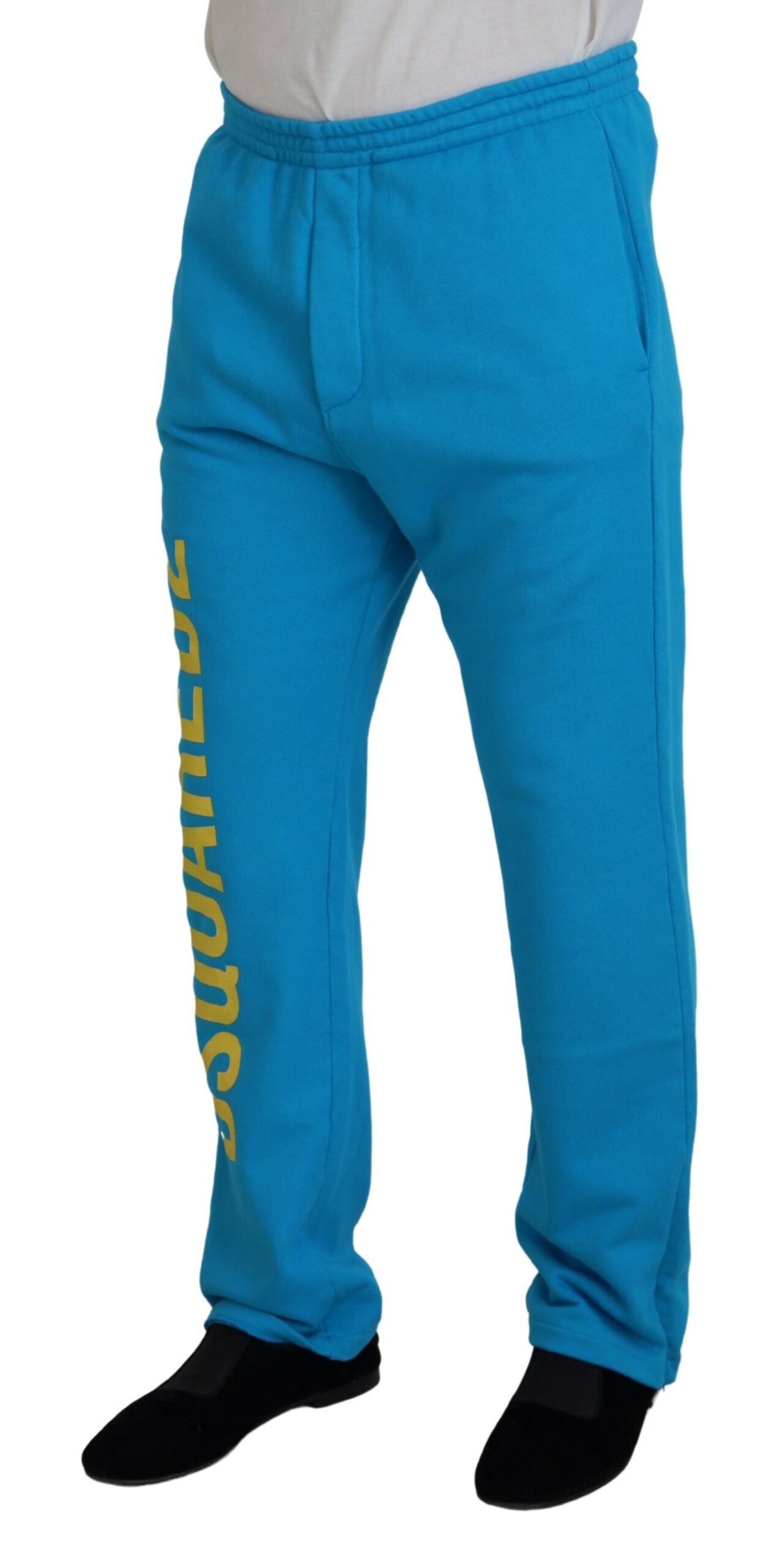 Dsquared² Light Blue Cotton Logo Print Casual Pants