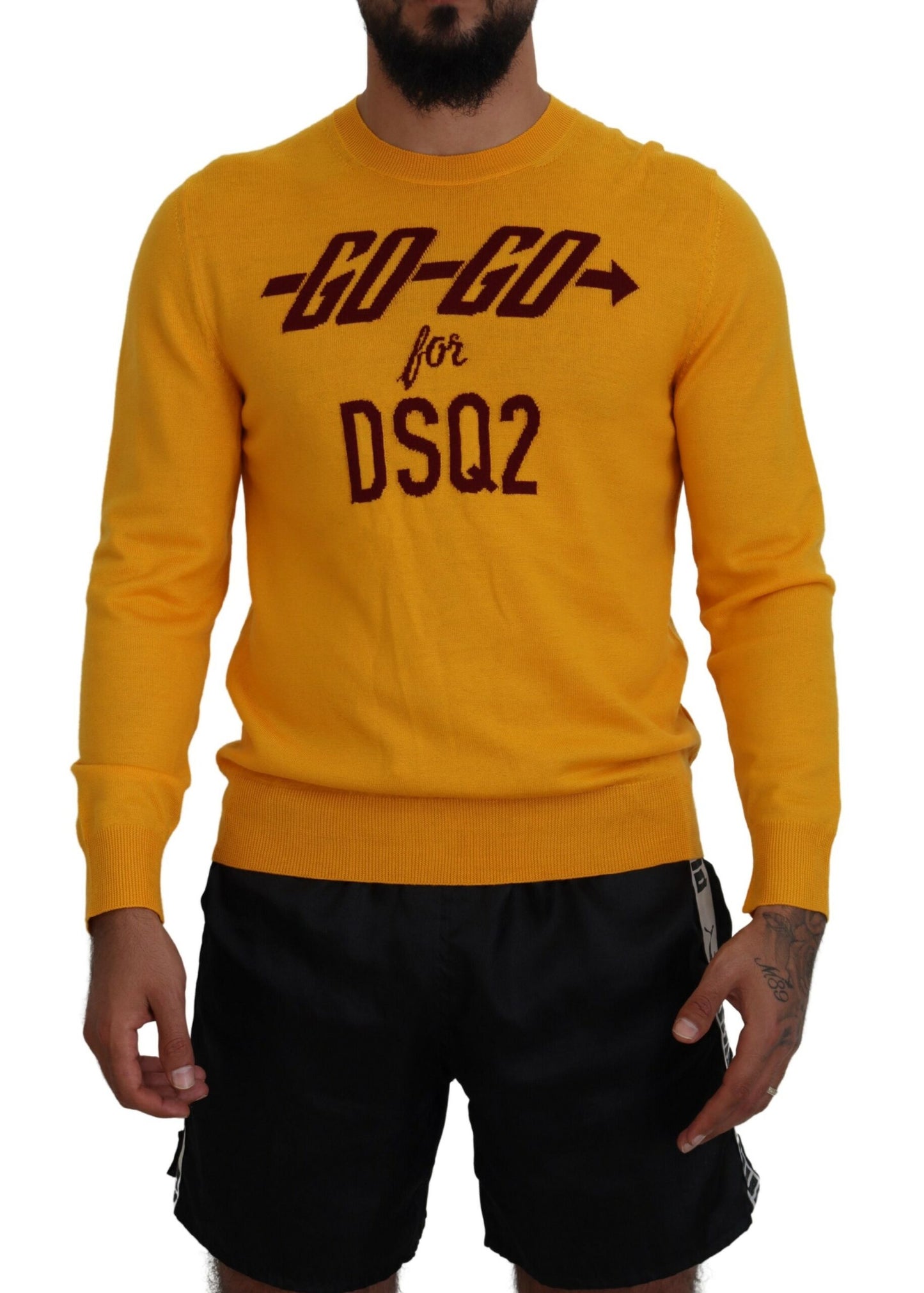 Dsquared² Orange Wool Long Sleeves Men Pullover Sweater