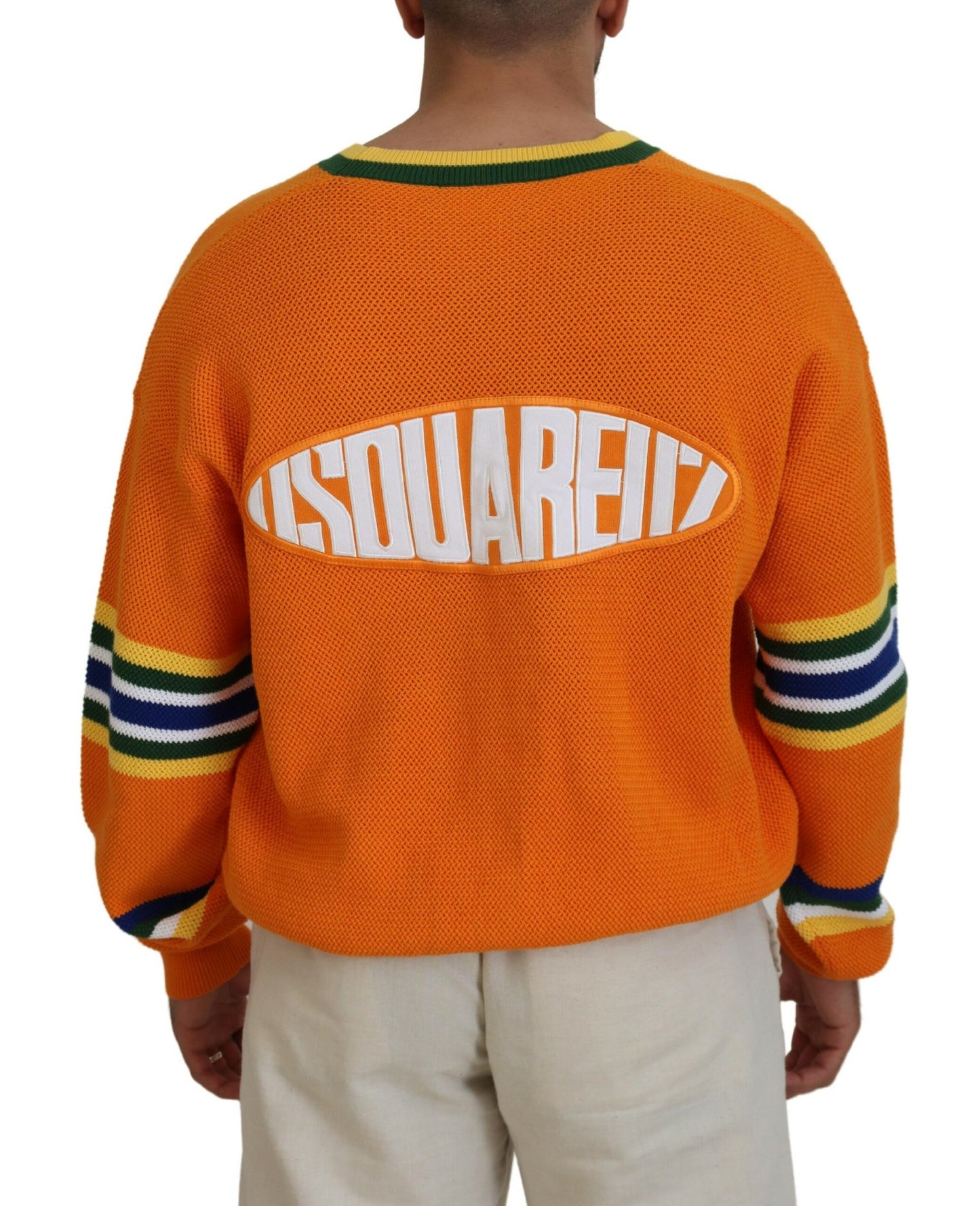 Dsquared² Orange Cotton Long Sleeves Men Cardigan Sweater