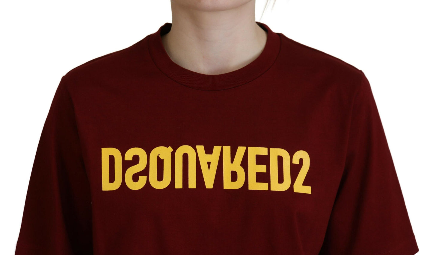 Dsquared² Maroon Logo Cotton Crewneck Short Sleeve Tee T-shirt