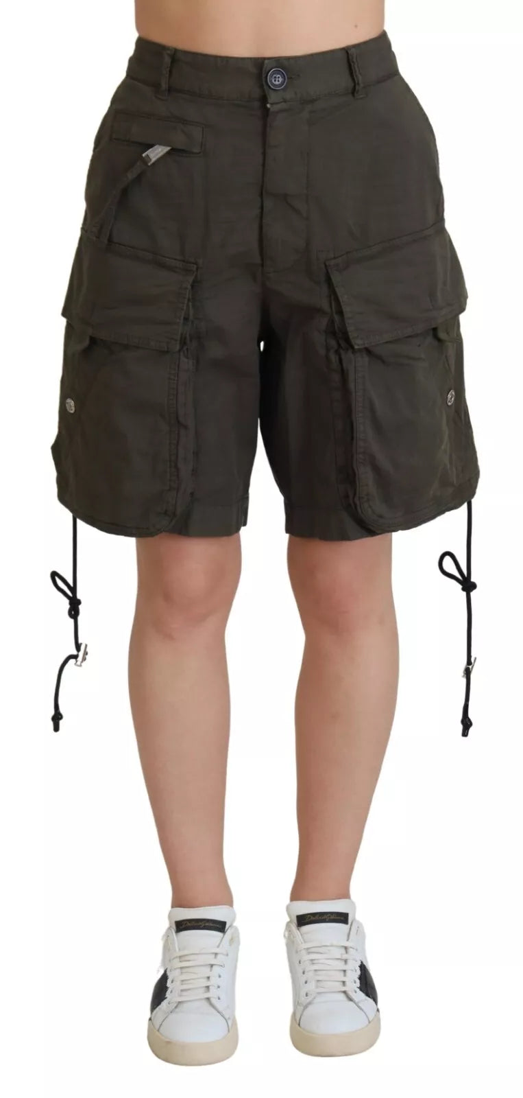 Dsquared² Green High Waist Cargo Bermuda Women Shorts