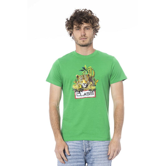 Cavalli Class Green Cotton Men T-Shirt