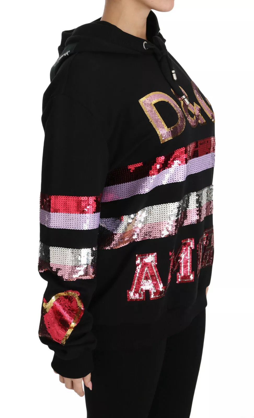 Dolce & Gabbana DG Sequined Hooded Pullover Sweater