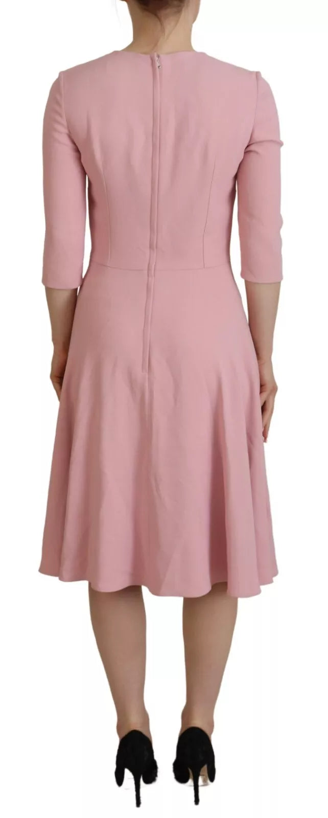 Dolce & Gabbana Pink A-line Flare Viscose 3/4 Sleeves Dress