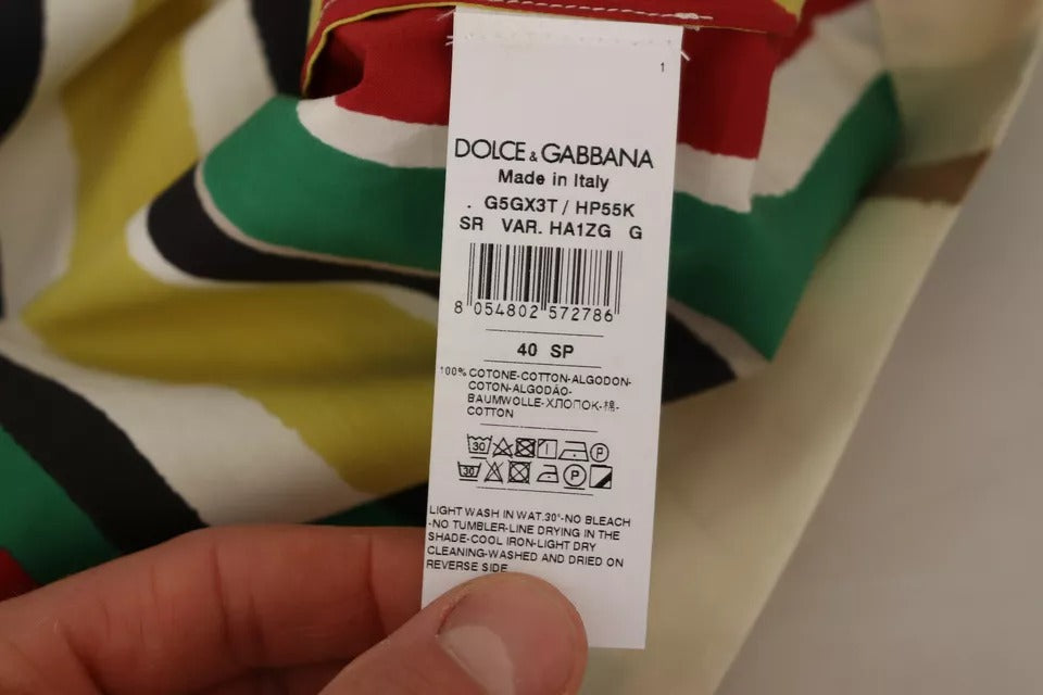 Dolce & Gabbana Multicolor Striped Short Sleeve Cotton Shirt