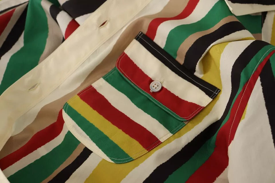 Dolce & Gabbana Multicolor Striped Short Sleeve Cotton Shirt