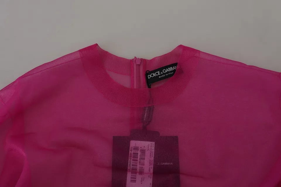 Dolce & Gabbana Fuchsia Polyester Crewneck Pullover Sweater