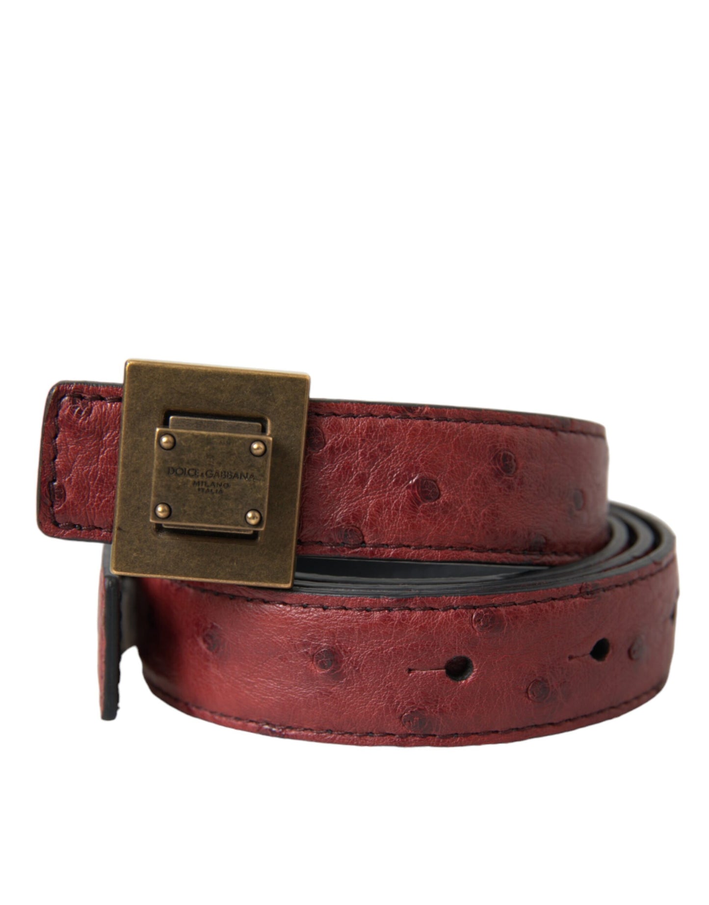 Dolce & Gabbana Brown Leather Square Metal Buckle Belt