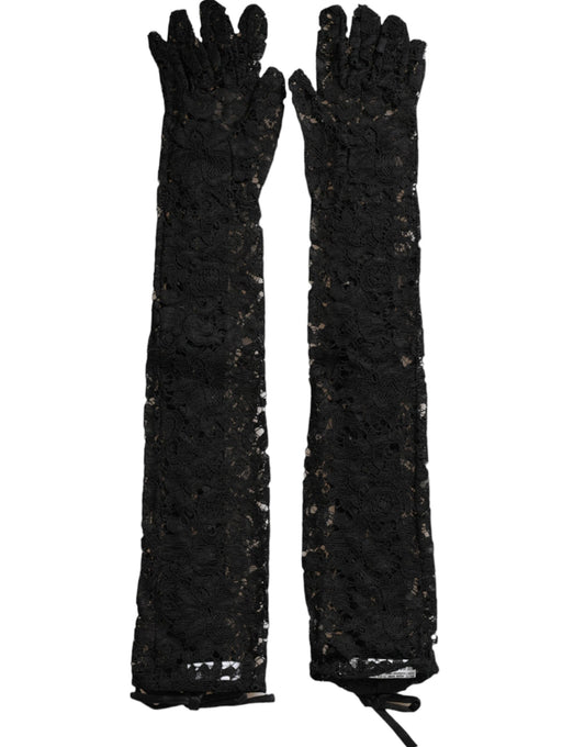 Dolce & Gabbana Black Taormina Lace Elbow Length Gloves