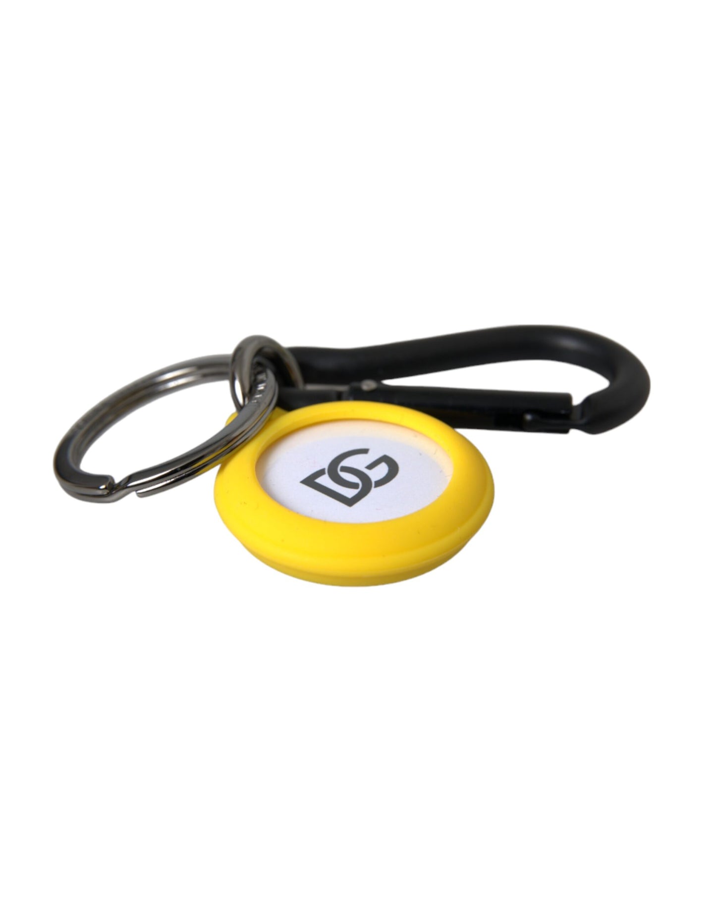 Dolce & Gabbana Yellow Rubber DG Logo Round Brass Metal Keyring Keychain