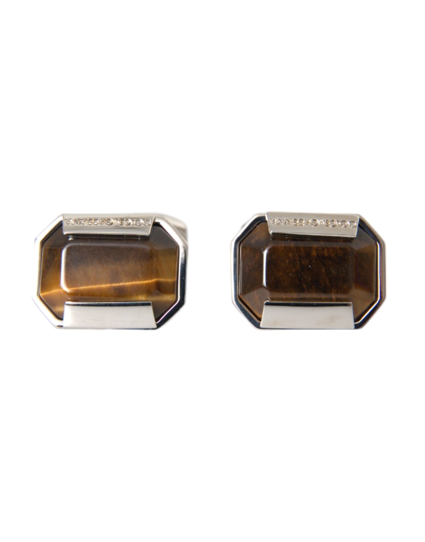 Dolce & Gabbana Silver Plated Brass Pin Crystal Cufflinks