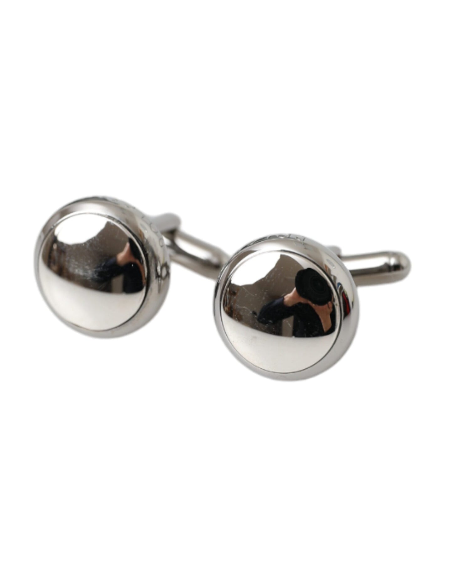 Dolce & Gabbana Silver Plated Brass Round Pin Men Cufflinks