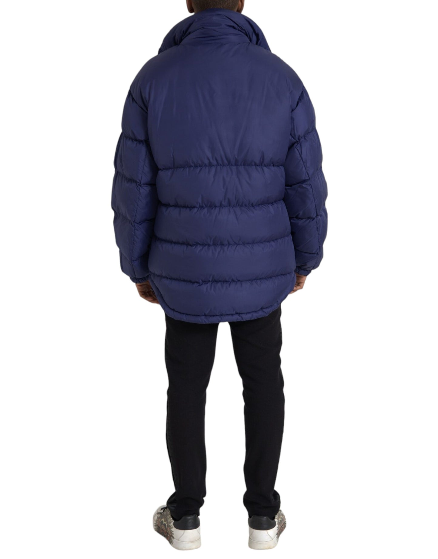 Dolce & Gabbana Navy Blue Quilted Windbreaker Puffer Jacket