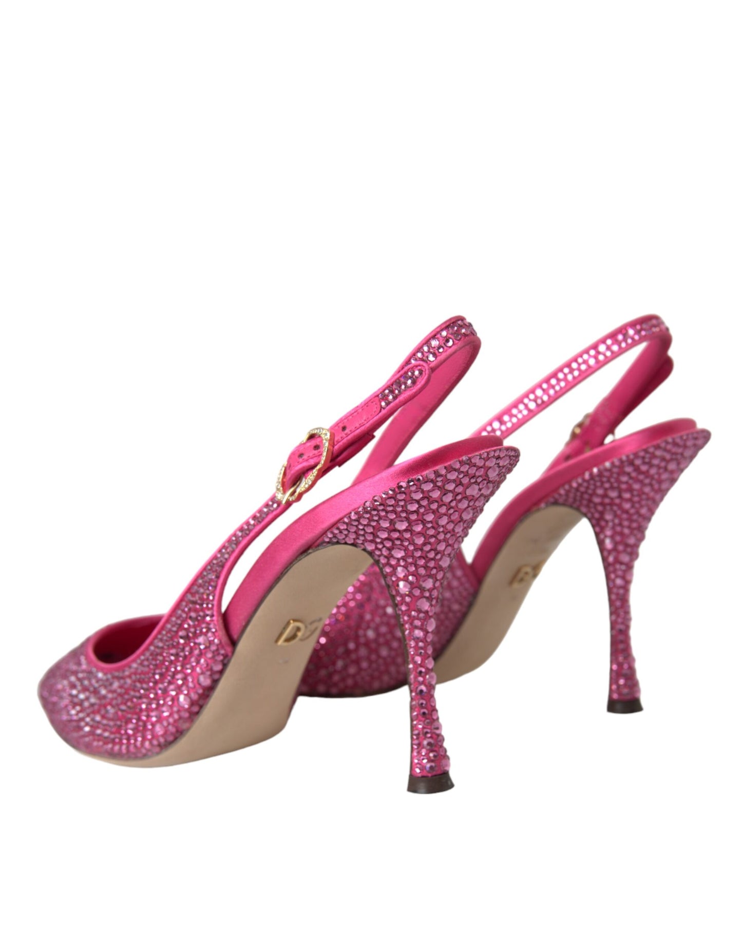 Dolce & Gabbana Pink Strass Crystal Heels Slingbacks Shoes