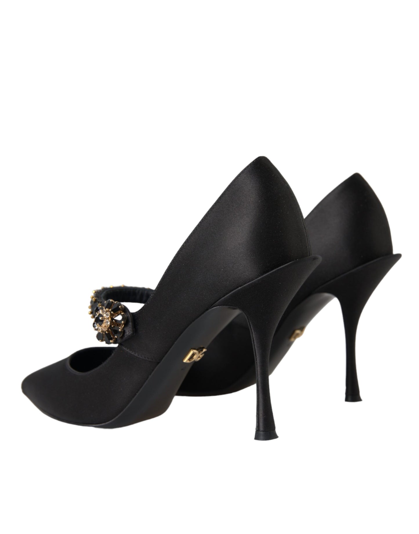 Dolce & Gabbana Black Mary Jane Crystal Heels Pumps Shoes