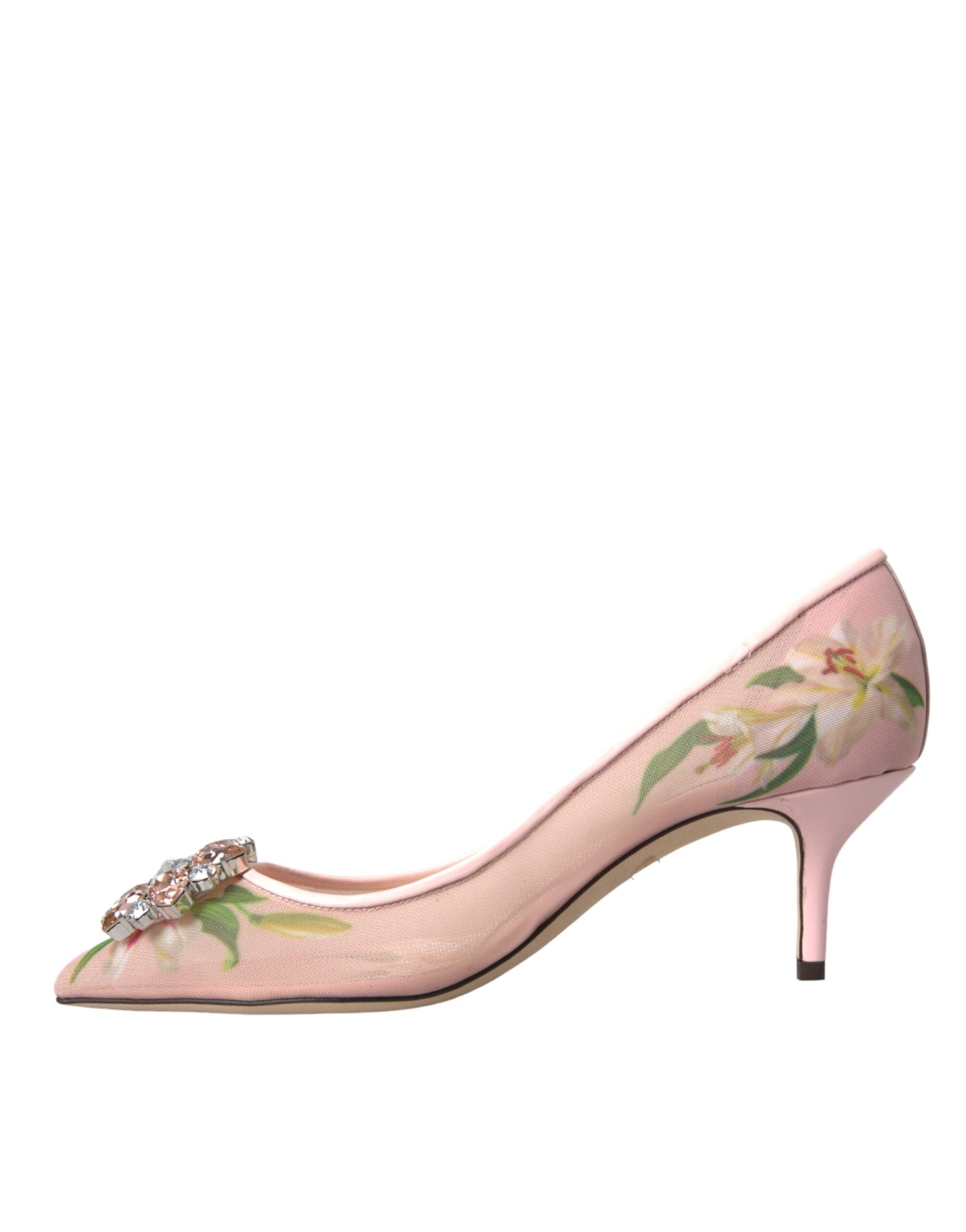 Dolce & Gabbana Pink Floral Crystal Bellucci Pumps Shoes