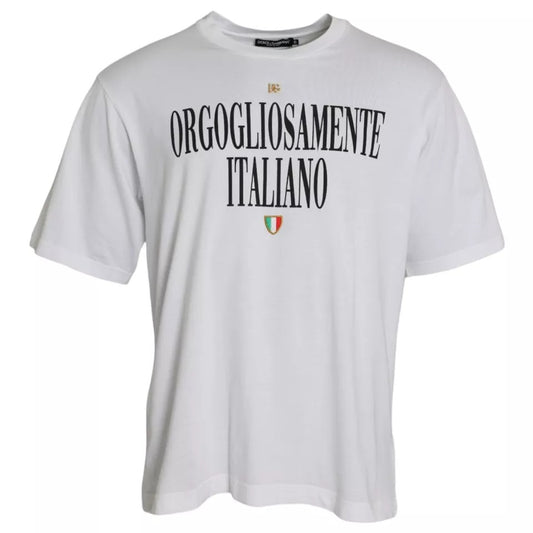 Dolce & Gabbana White Logo Cotton Round Neck Short Sleeves T-shirt