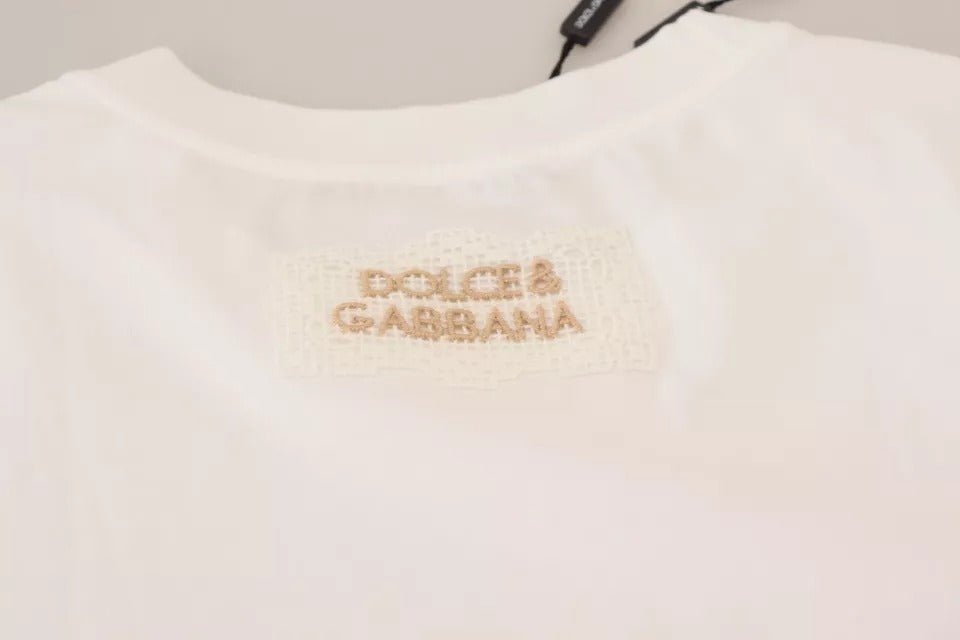 Dolce & Gabbana Optical White Printed Short Sleeves Top